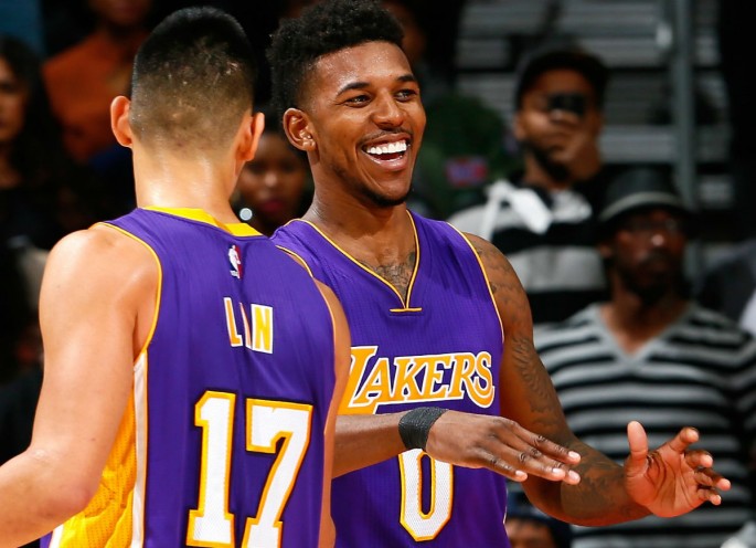 Former Lakers teammates Jeremy Lin and Nick Young.
