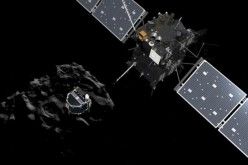 A handout artist impression showing lander Philae separating from the Rosetta spacecraft and descending to the surface of comet 67P