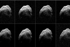 Asteroid 2015 TB145 is depicted in eight individual radar images collected on Oct. 31, 2015 between 5:55 a.m. PDT (8:55 a.m. EDT) and 6:08 a.m. PDT (9:08 a.m. EDT).