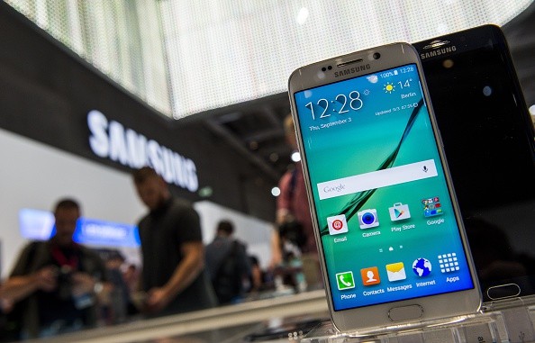 A Samsung Galaxy S6 edge smartphone is on display at the booth of South Korean electronics giant Samsung ahead of the opening of the 55th IFA (Internationale Funkausstellung) electronics trade fair in Berlin on September 3, 2015.