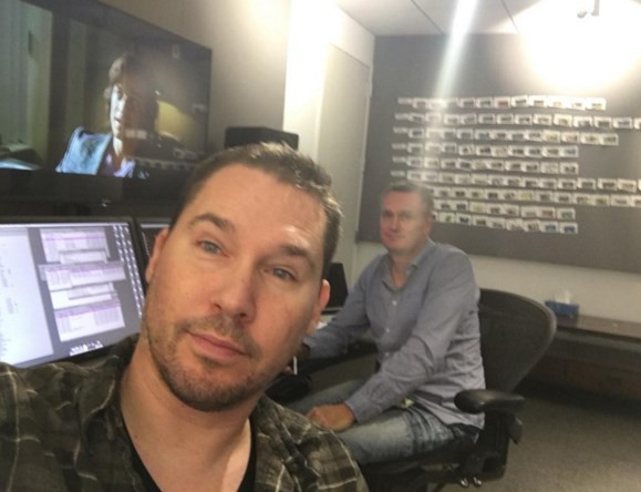 Director Bryan Singer and film editor John Ottman are in the cutting room.