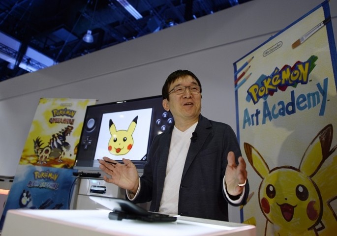 Sunekazu Ishihara, president and chief executive officer of The Pokemon Company and producer of Pokemon, introduces the new "Pokemon Art Academy" 