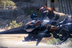 A Guardian riding a Titan Sparrow in the hit video game from Activision and Bungie, 