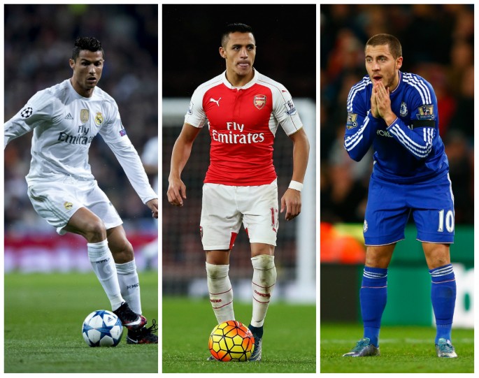 Real Madrid Rumors Central (from L to R): Cristiano Ronaldo, Alexis Sánchez, and Eden Hazard.