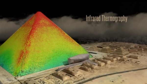 New thermal scannings of the Giza ancient pyramids reveal several anomalies.