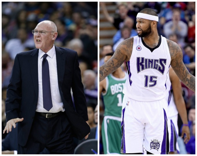 Sacramento Kings head coach George Karl (L) and franchise player DeMarcus Cousins can't see eye to eye and a breakup between the two may be inevitable.