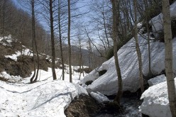 Snowpack in the Lesser Caucasus mountains of northeastern Turkey, elevation about 2,700 feet, late April 2012. The lowlands below depend heavily on seasonal snowmelt, projected to decline in this region and others in coming decades, due to global warming.