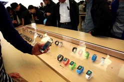 Apple watches are on display at an Apple Store.