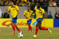 Ecuador striker Felipe Caicedo (R).