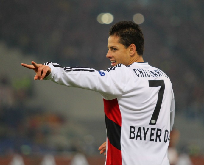 Bayer Leverkusen striker Javier "Chicharito" Hernández.