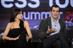 Cast members Sofia Vergara and Ty Burrell from the show ''Modern Family'' answer questions during the Disney and ABC Television Summer Television Critics Association press tour in Pasadena, California August 8, 2009.