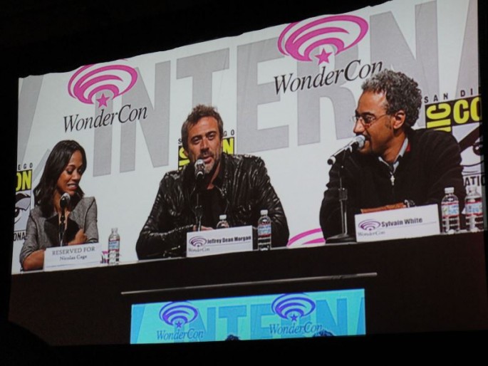 Jeffery Dean Morgan on The Losers panel with Zoe Saldana and director Sylvain White, at "WonderCon" in 2010.
