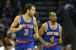 The New York Knicks' starting backcourt combo of Jose Calderon (L) and Arron Afflalo.