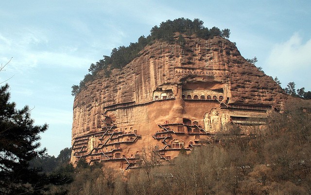 The Maijishan Grottoes, which when translated means “Wheat Stack Hill,” is a UNESCO World Heritage Site that dates back to 1,500 years ago. It is home to 10,632 Buddhist sculptures and 221 grottoes.