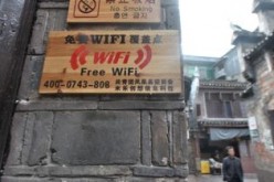 A sign promoting free access to public WiFi in Fenghuang, Hunan Province.
