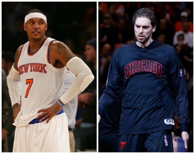 NBA Trade Rumors: Carmelo Anthony (L) and Pau Gasol.