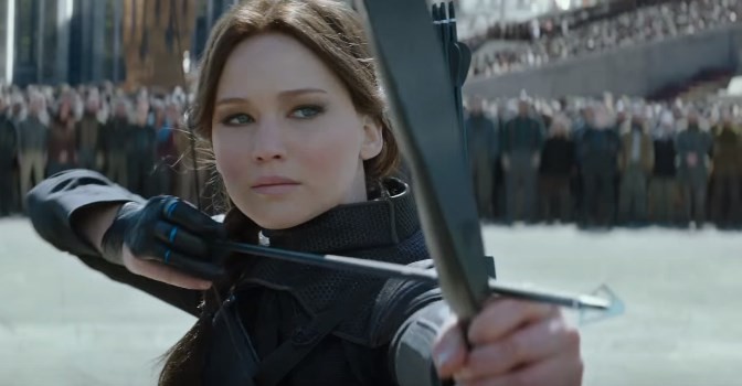 Katniss Everdeen aims her arrow at President Snow in Francis Lawrence's "The Hunger Games: Mockingjay - Part 2."