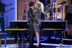 Singer Charlie Puth And Trainor Meghan Kissing  At the American Music Awards After their perfomance.