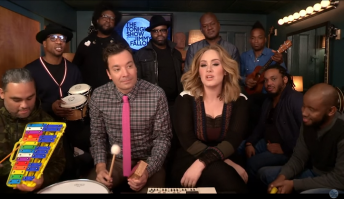 Jimmy Fallon successfully convinced Adele to perform "Hello" live with the band The Roots.