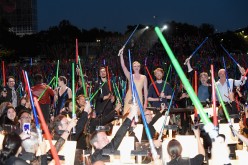  Producer Kathleen Kennedy, director J.J. Abrams, actors John Boyega, Daisy Ridley, Oscar Isaac, Gwendoline Christie, Domhnall Gleeson, Carrie Fisher, Mark Hamill, Harrison Ford and more than 6000 fans enjoyed a surprise 'Star Wars' Fan Concert