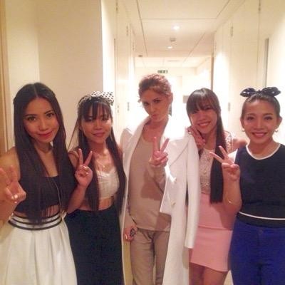 4th Impact girls pose with "X-Factor UK" mentor Cheryl Versini.