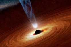 An artist's illustration shows a supermassive black hole.