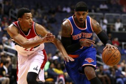 Carmelo Anthony guarded by Otto Porter: trading jerseys?