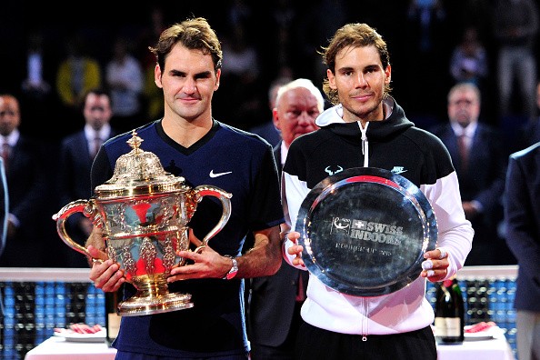 Roger Federer of Switzerland and Rafael Nadal of Spain