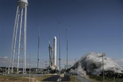 The Orbital Sciences Corporation Antares rocket, with the Cygnus cargo spacecraft aboard, launches from NASA's Wallops Flight Facility in Virginia.