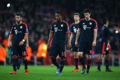 File photo of Bayern Munich players after a sorry loss to Arsenal in the Champions League.