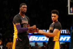 Lakers center Roy Hibbert and rookie point guard D'Angelo Russell.
