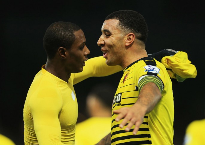 Watford's Odion Ighalo (L) and Troy Deeney.