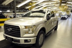 A finished Ford F150 pickup leaves the final inspection station at Ford's Kansas City Assembly Plant.