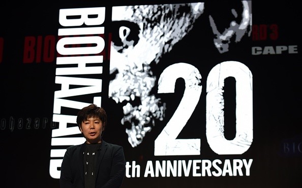 Masachika Kawata, 'Resident Evil' series producer of the Capcom company introduces the new 'Resident Evil' titles during the Sony Computer Entertainment Japan Aisa press conference in Tokyo in 2015.