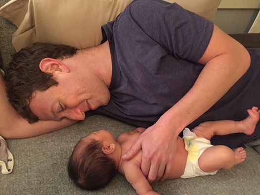 New father Mark Zuckerberg and baby Max