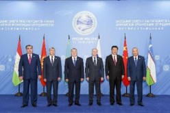 President Xi Jinping poses for a picture with other members of the Shanghai Cooperation Organization (SCO) in July 2015.