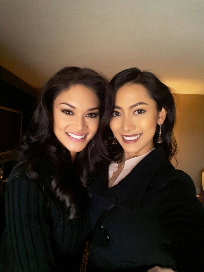 Miss Universe 2015 Pia Alonzo Wurtzbach from the Philippines and Miss Myanmar May Thaw were roommates.