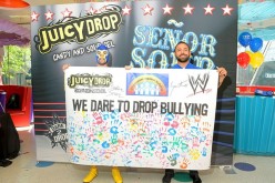 Senor Sour WWE Superstar Santino Marella dare kids to test their limits benefiting Champions Against Bullying at Dylan's Candy Bar on July 2, 2014 in New York City. 