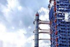 A Chinese Long March 3B rocket is seen a day before the launch of the BELINTERSAT-1 into space.