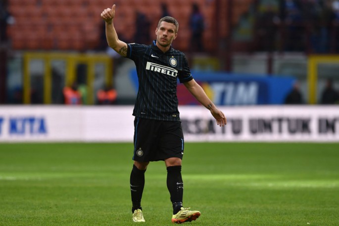 German forward Lukas Podolski during his loan stint with Inter Milan.