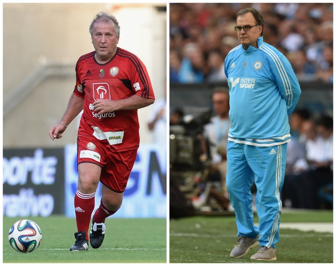 Football managers Zico (L) and Marcelo Bielsa are among the candidates for the vacant China PR head coaching job.