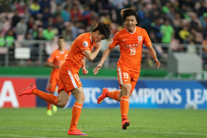 Shandong Luneng players celebrate a goal during one of their 2015 AFC Champions League matches.