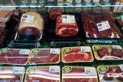 Packs of imported beef are displayed for sale at supermarkets in Beijing, China, on June 17, 2015.