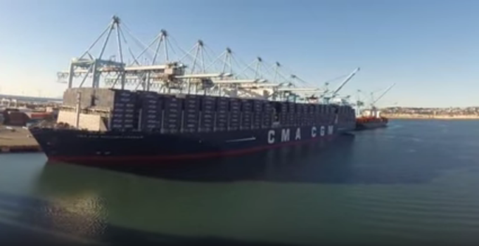 The largest container ship, a 200,000-ton vessel named Benjamin Franklin, sailed from Guangzhou port to the U.S. on Monday, Feb. 1.