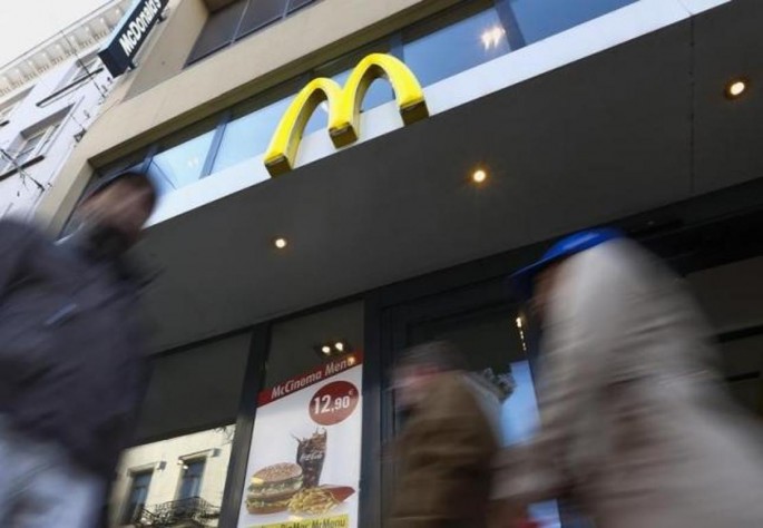 A McDonald's sign outside one of their restaurants in central Brussels, Belgium, Dec. 3, 2015. 