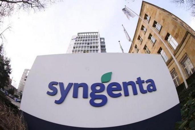 Swiss agrochemicals maker Syngenta's logo is seen in front of its headquarters in Basel, Switzerland, Feb. 4, 2015. 
