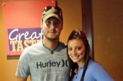 Jeremy Calvert and Brooke Wehr pose for a photo during a dinner date.