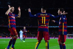 Barcelona's Luis Suárez, Neymar, and Lionel Messi.