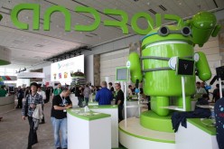 Attendees visit the Android booth during the Google I/O developers’ conference at the Moscone Center on May 15, 2013 in San Francisco, California. 