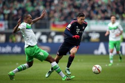 Bayern Munich striker Robert Lewandowski in action against Wolfsburg.